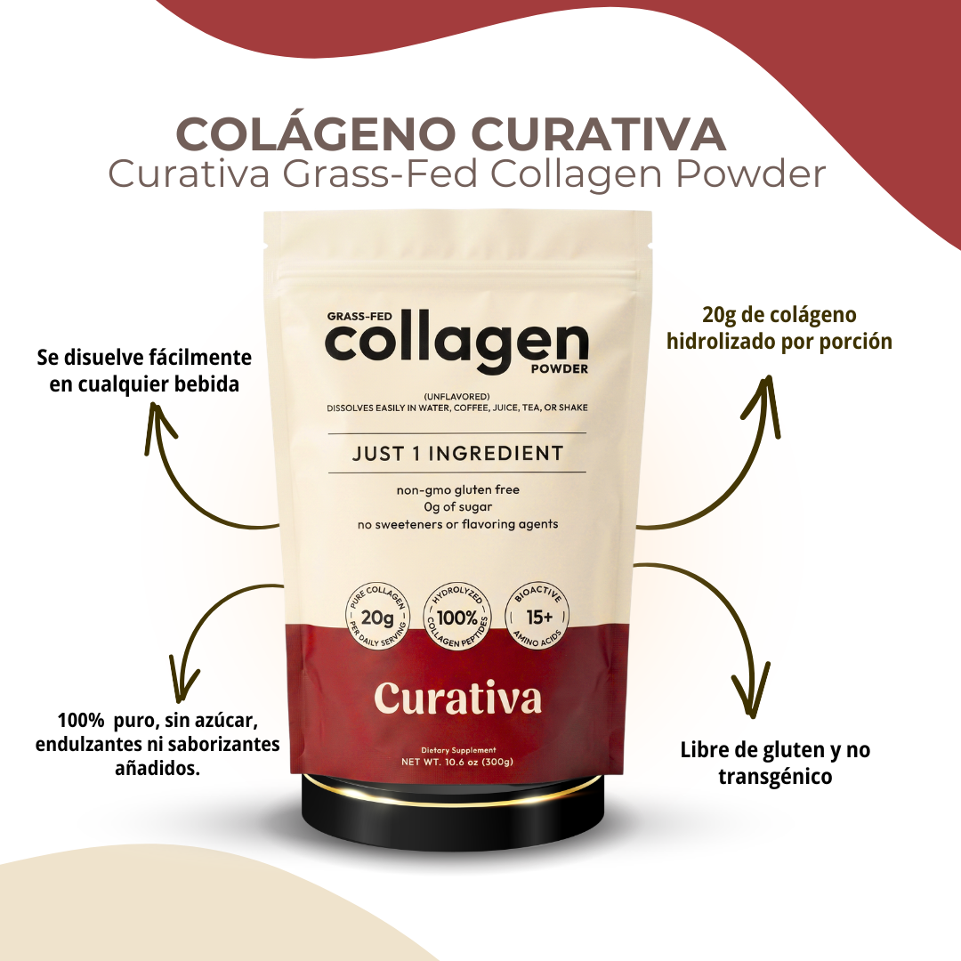 Colágeno Curativa | Hidrolizado Grass-Fed, Sin Sabor, 300g