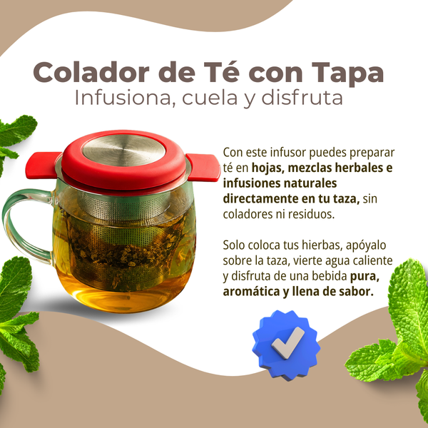 Colador de Té con Tapa | Infusor de Acero Inoxidable con Malla Fina